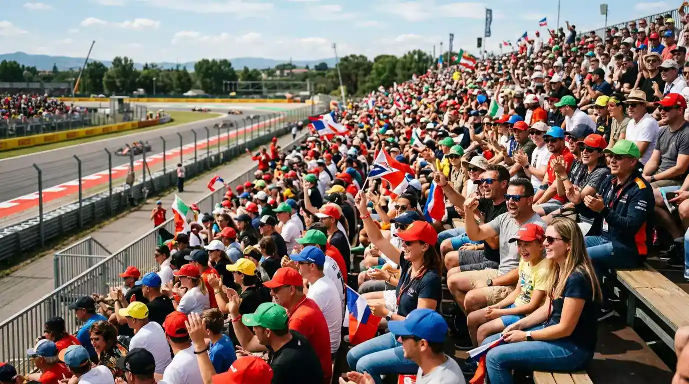 Volle tribunes met enthousiaste Formule 1 fans tijdens een Grand Prix raceweekend
